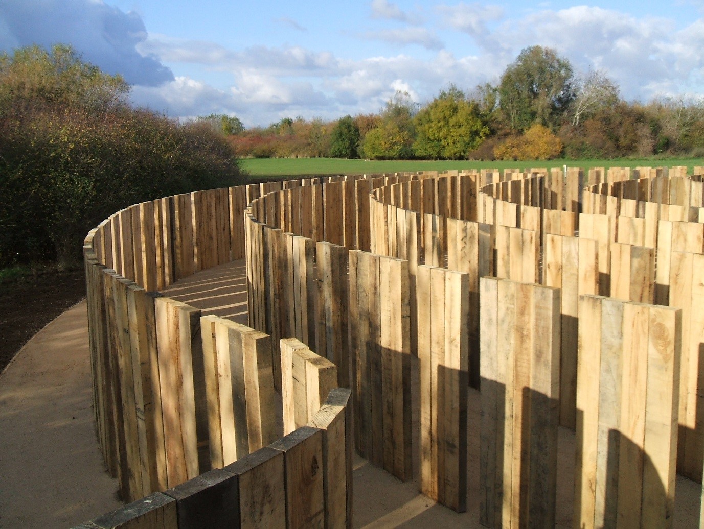 Wooden labyrinth; Priory Country Park Bedfordshire