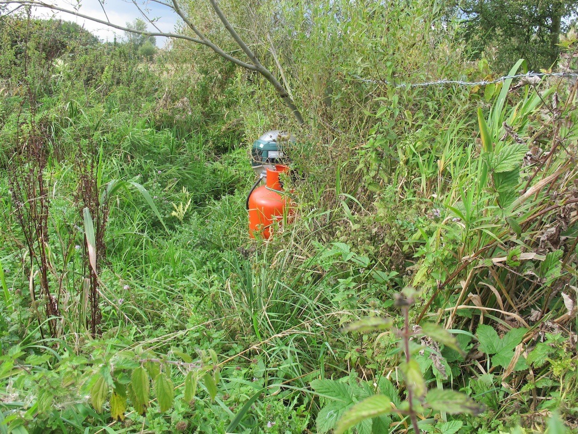 A mosquito trap nestled in the wetlandscape around Bedford. Credit: K Morrison & H Lemke